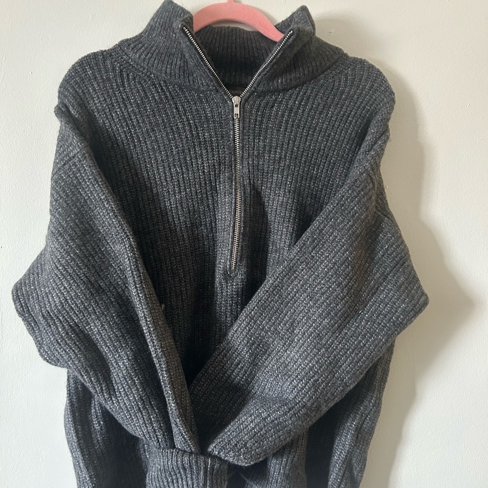 Vince Camuto Charcoal Zip-Up Sweater
